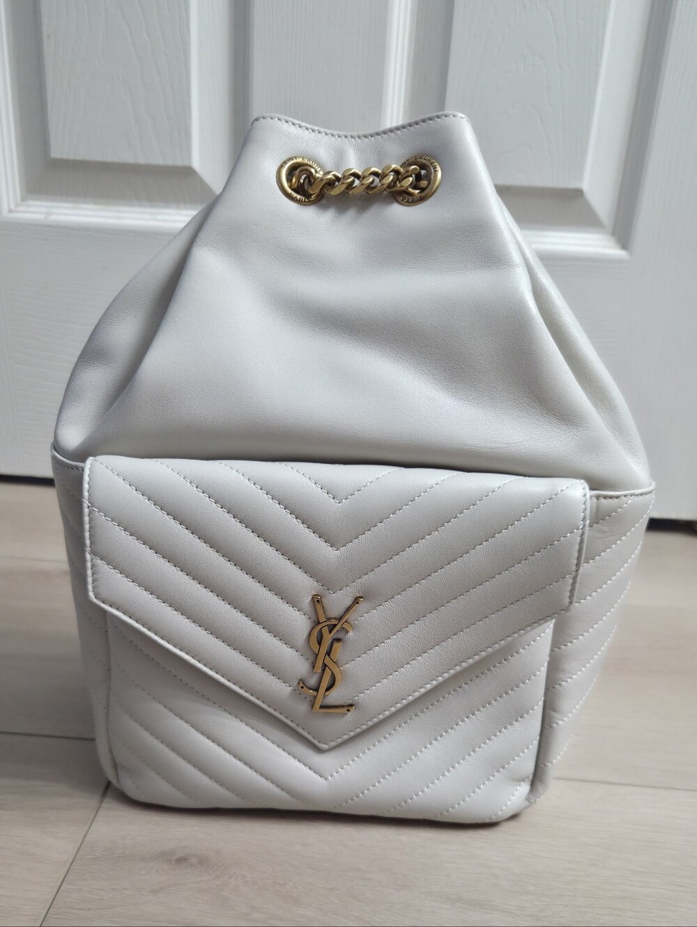 Authentic Saint Laurent Joe Quilted Lambskin Leather Backpack Gold Hardware - Picture 2 of 11